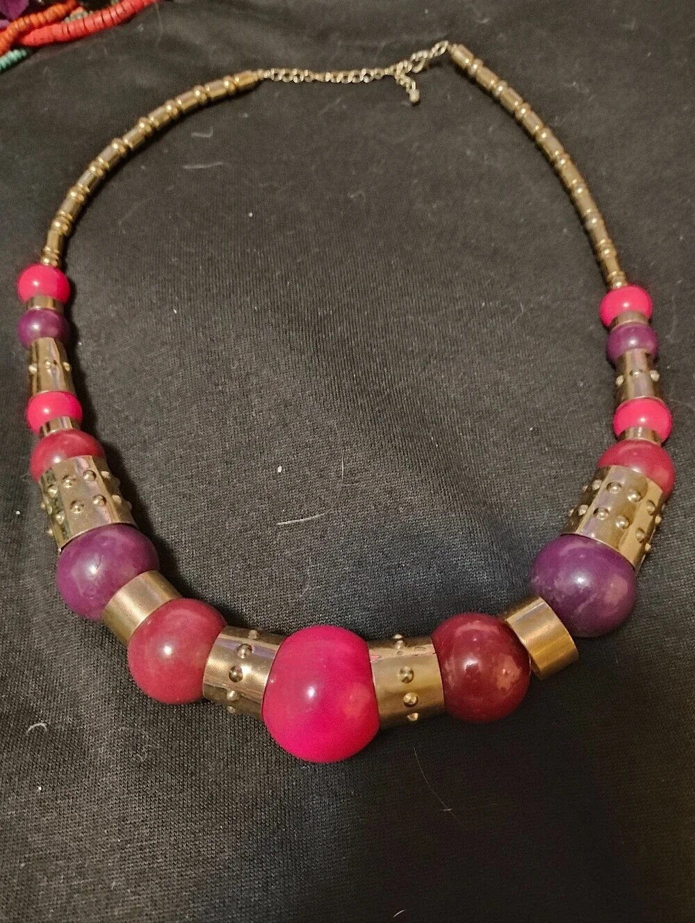 Set Of Four- Vintage Beaded Purple Necklace Lot